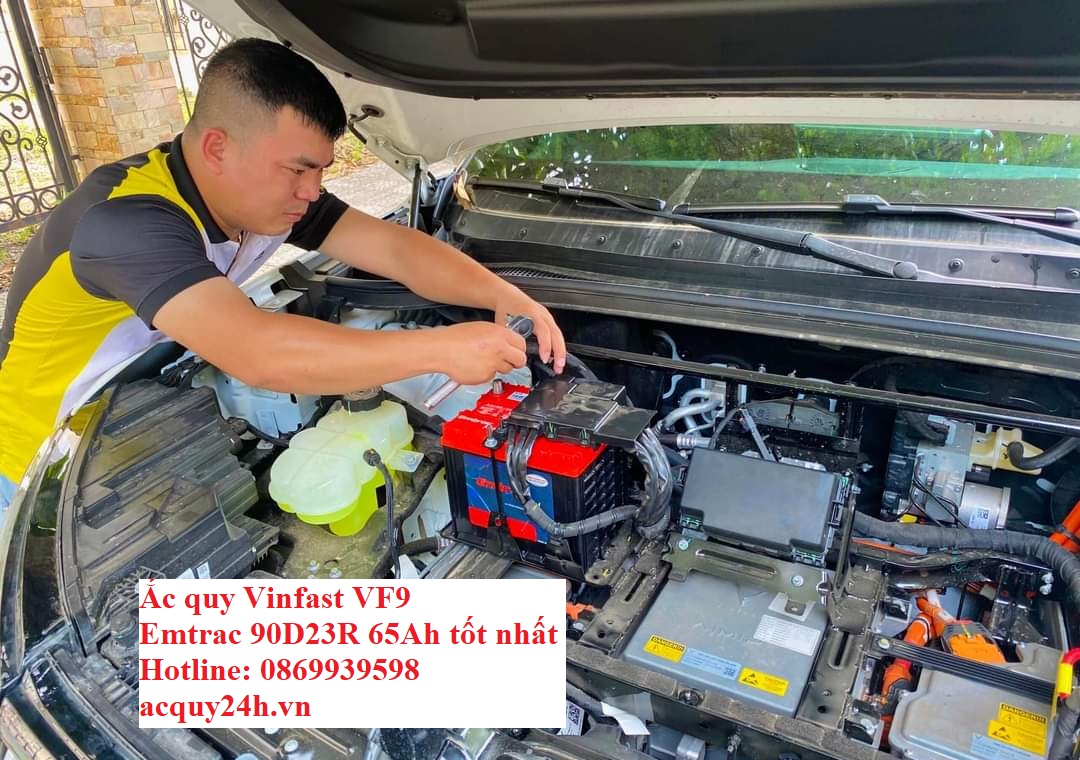 Thay ắc quy Emtrac Plus 90D23R 12V 65Ah tốt nhất cho VInfast VF9