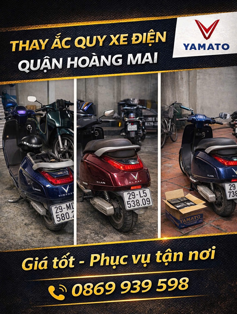 Thay bình ắc quy xe điện tại Quận Hoàng Mai