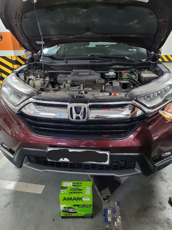 Ắc quy amaron 55B24LS thay cho Honda CRV
