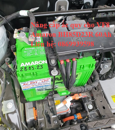 Bình ắc quy Amaron BH85D23R thay cho xe Vinfast VF8